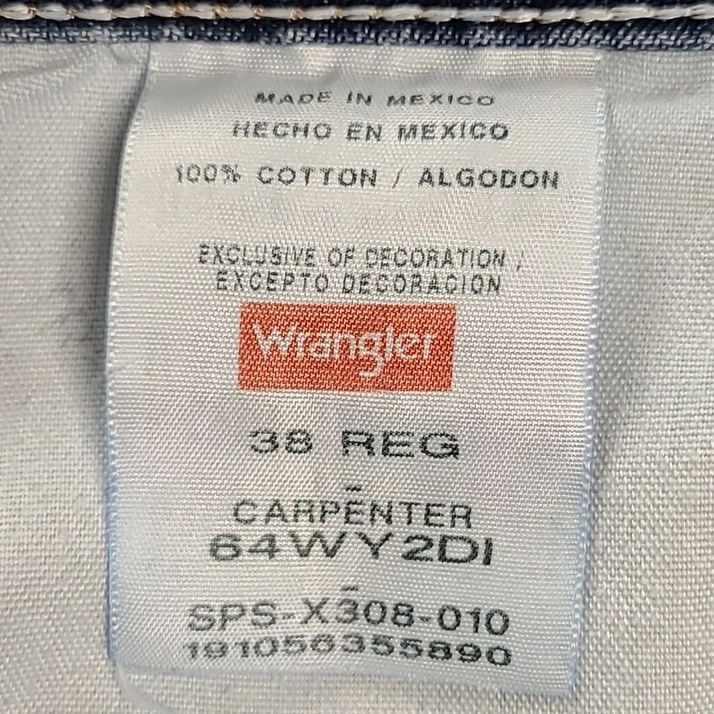 WRANGLER VINTAGE 38x8 DISTRESED DISTROYED MENS DENIM BLUE JEAN CARPENTER SHORTS